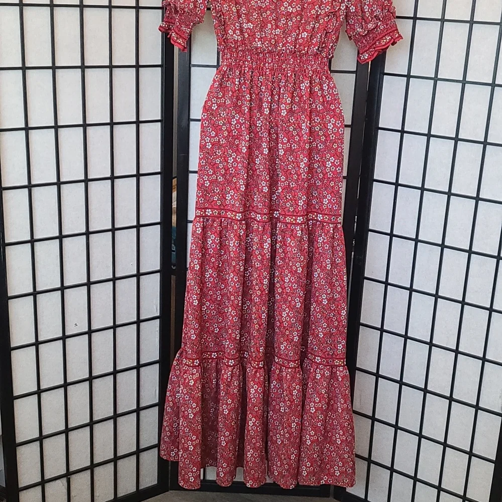 NWT Max Studio Red Ruffled Maxi Dress sz XS/S - Picture 8 of 11
